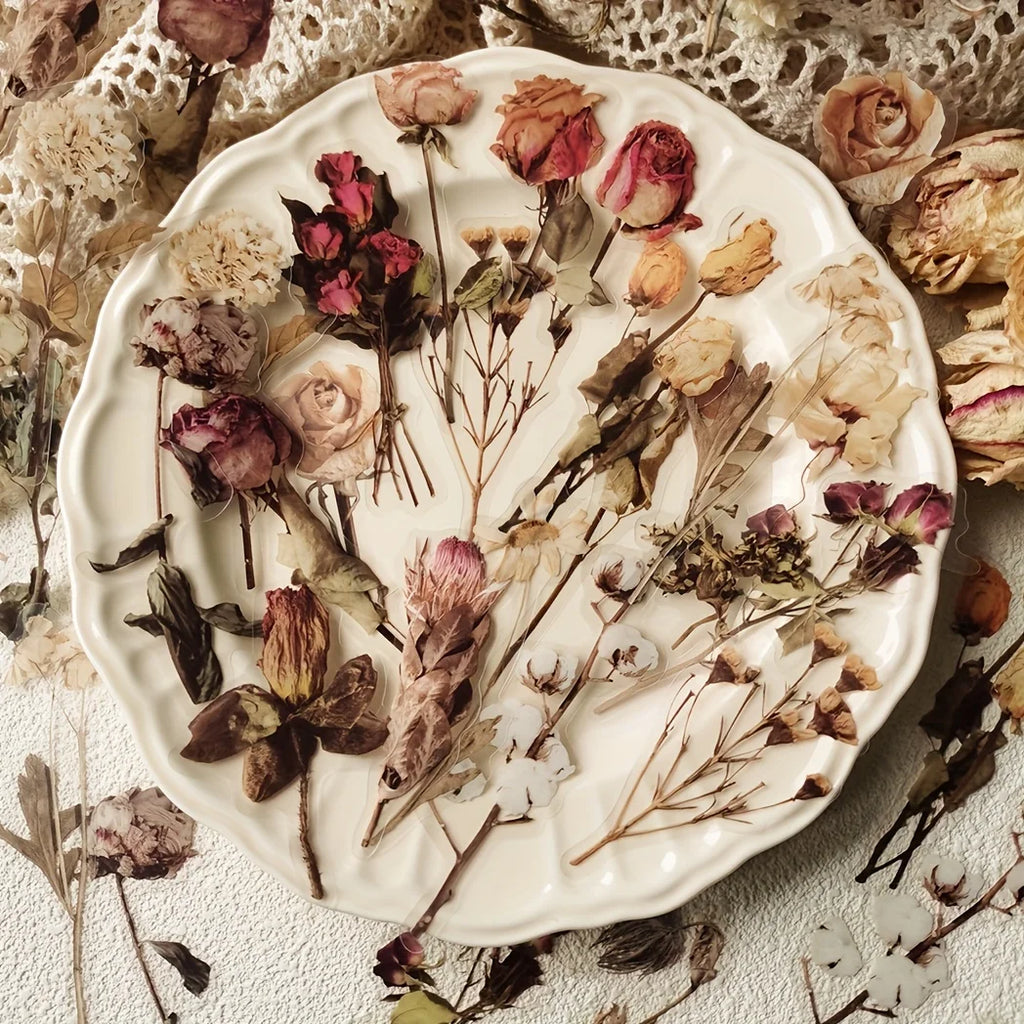 40 pcs Rose Plant PET Stickers Flowers And Leaf Scrapbook Deco Sticker Label Diary stationery Junk Journal Planner Materials